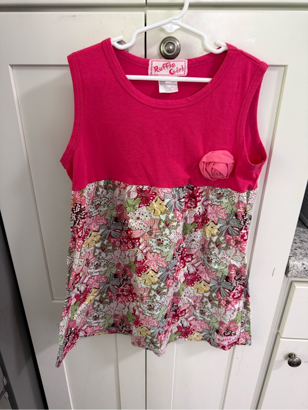 Ruffle Girl Hot Pink Floral Tank Dress for Girls
